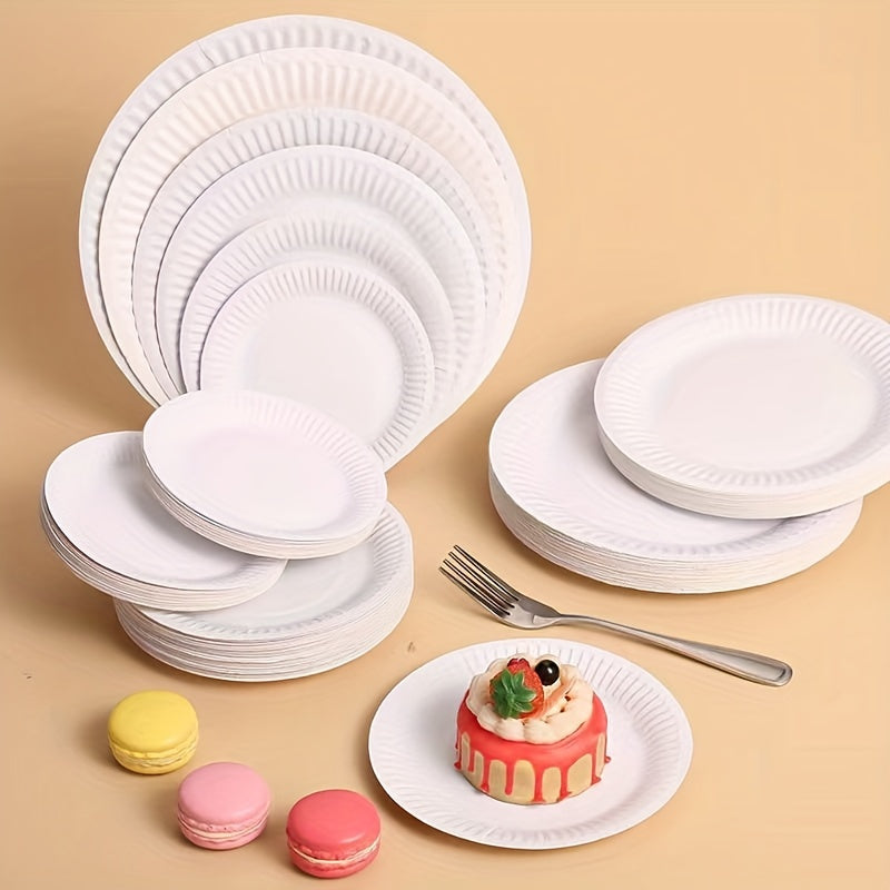 EcoPals Disposable Paper Plates Set of 50 - Includes 15.24/17.78/22.86 cm Round Uncoated Compostable Plates - Leak-Proof, Ideal for Snacks, Salads, Holidays, and DIY Crafts - Perfect for Christmas, Halloween, Easter, Hanukkah, and Thanksgiving