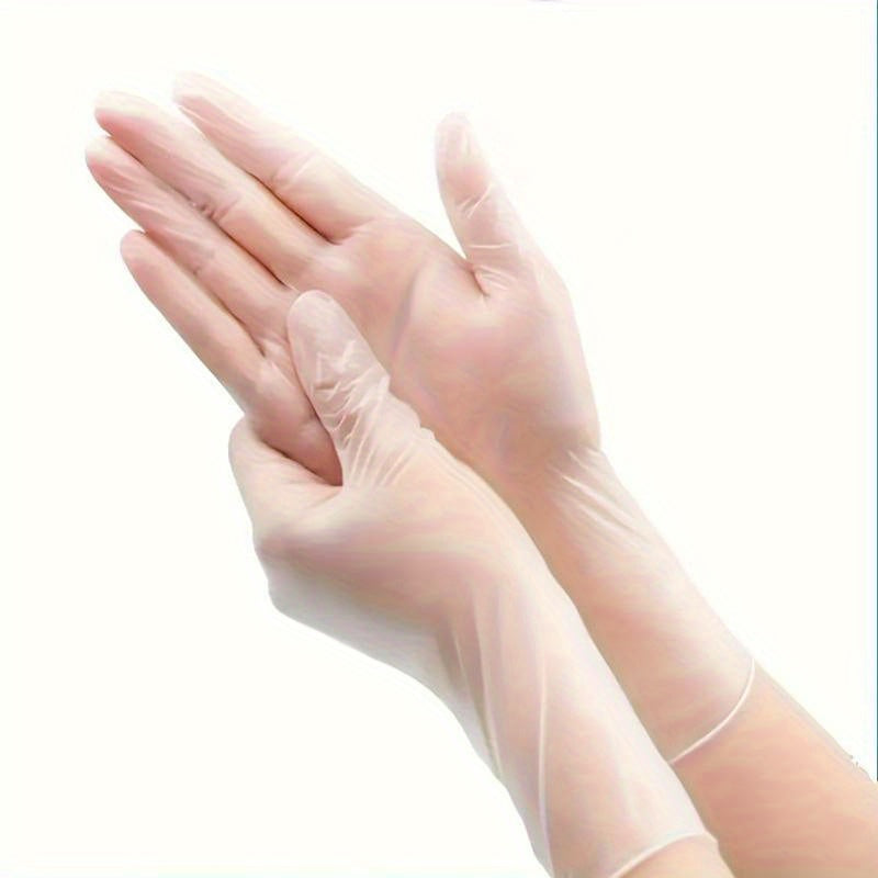 30/50/100 pieces of Disposable Transparent Vinyl Gloves without Powder for Household Cleaning, Waterproof and suitable for Kitchen, Food Processing, Tattooing, Hair Dyeing, Beauty and Hairdressing. Can be used as Cleaning Supplies or Household Small