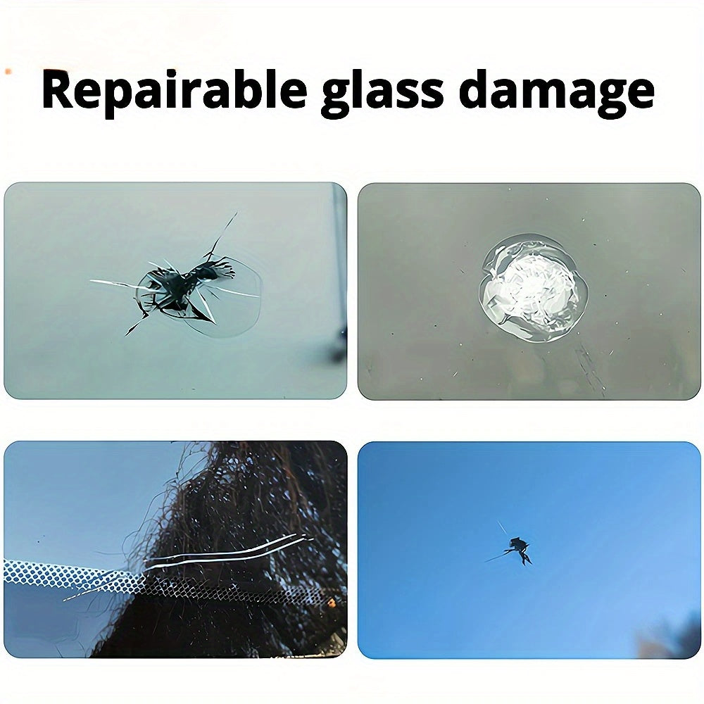 DIY Car Windshield Crack Repair Kit restores glass scratches and cracks with curing glue.