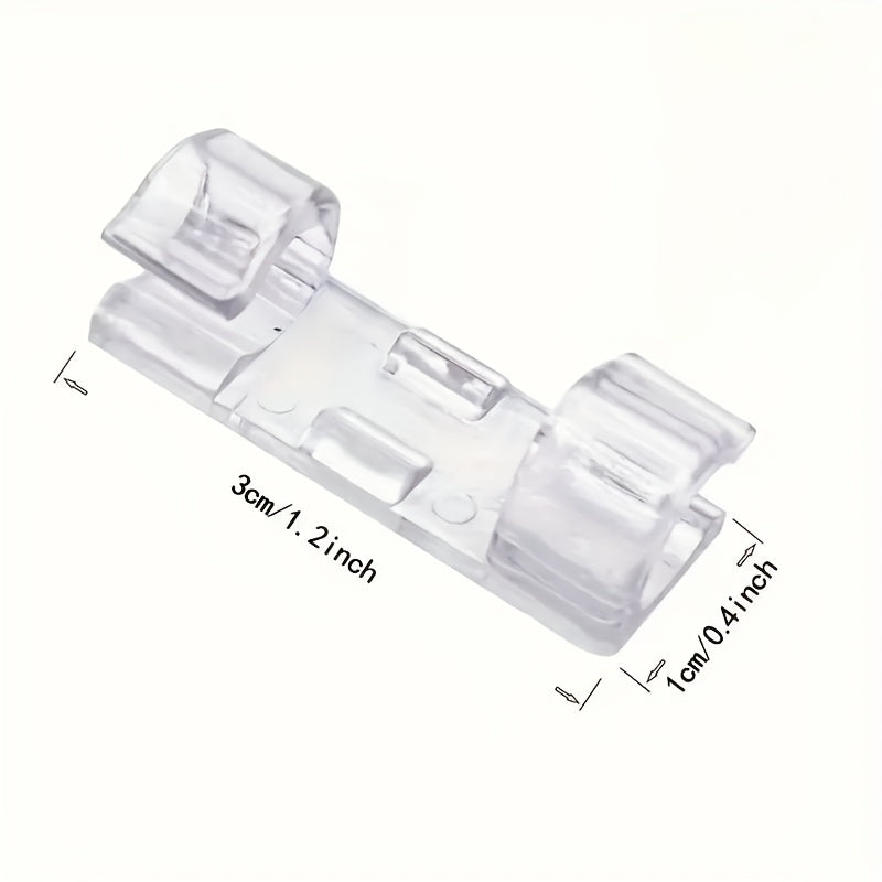 20/60pcs Self-Adhesive Clear Plastic Cable Clips for versatile cord management on walls and desks, ideal for computers, offices, indoors and outdoors, and camping.