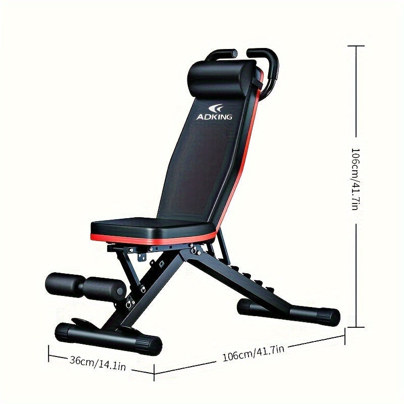 ADKING Multi-Use Dumbbell Bench - 146.27 KG Capacity, 14 Fitness Functions, Home Gym Equipment, Cushioned Headrest & Pull Rope, Black.