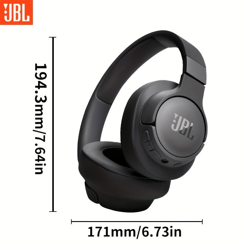 JBL TUNE 720BT Over-Ear Wireless Headphones with sound isolation, volume control, condenser mic, 3.5mm jack. Non-waterproof plastic design for phone, sports, exercise. Long battery life