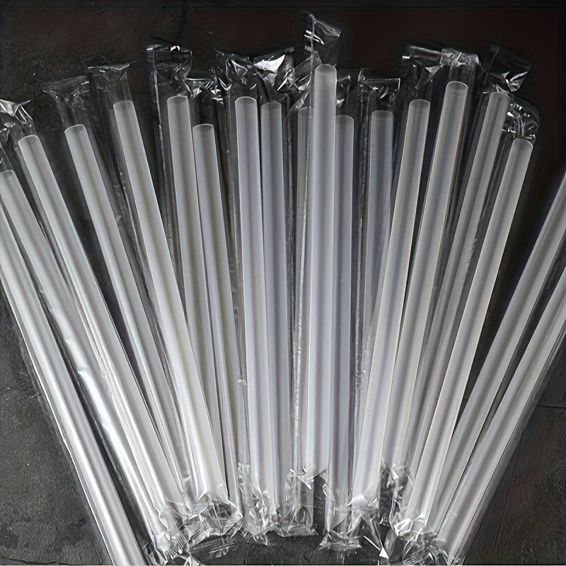 We offer a pack of 50 large transparent straws perfect for milk tea and versatile enough for parties, dinners, class parties, Christmas, and Halloween gatherings. These straws require no electricity and can also be used for holiday decorations without