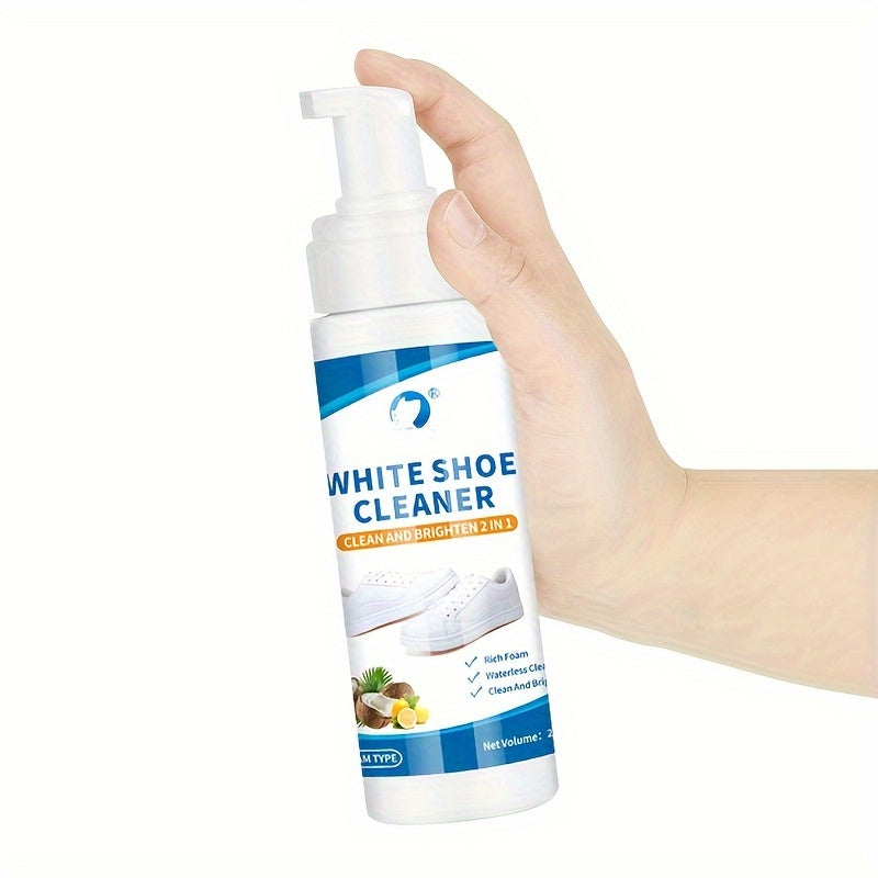 1 unit of 200ml/6.76oz Whiten Shoe Cleaner that acts as an oxidizing reduction agent, providing decontamination and whitening repair for white shoes. This multi-functional cleaner is