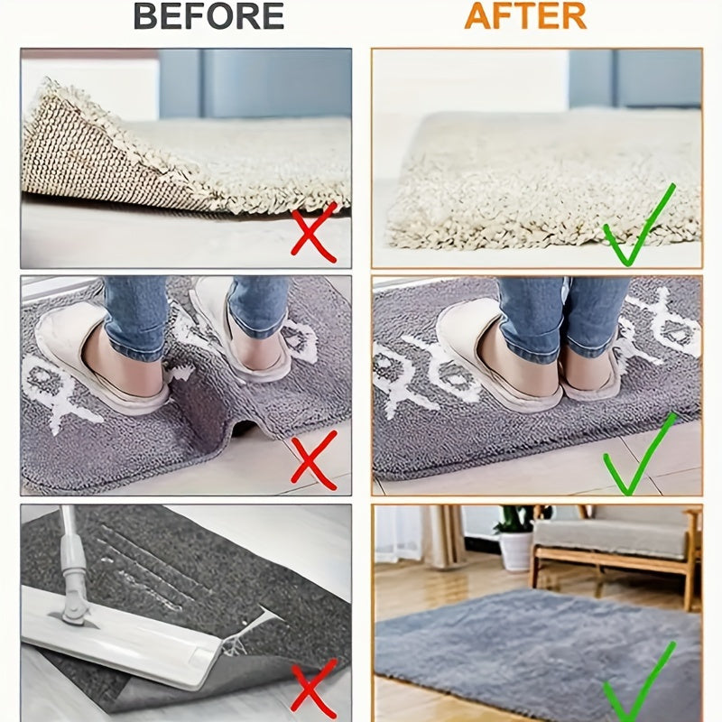 Set of 10 Washable Non-Slip Carpet Mats made from PET Material, designed to be Durable and Pet-Friendly. Ideal for Home Decor on Indoor Hardwood Floors.