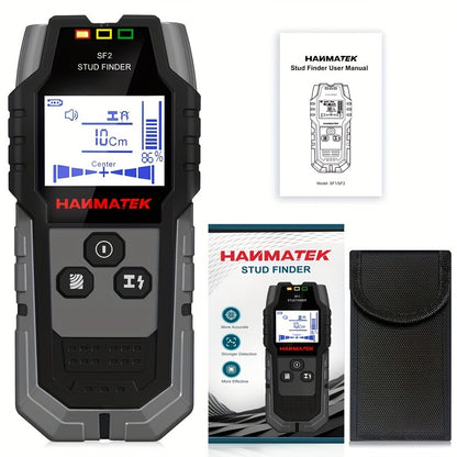 HANMATEK SF2 5-в-1 Портативный стеновой детектор обнаруживает металл, дерево, AC провода и предлагает электронное измерение. LED/Цифровой дисплей, безопасное сверление, точное позиционирование, работает от батареек (батарея