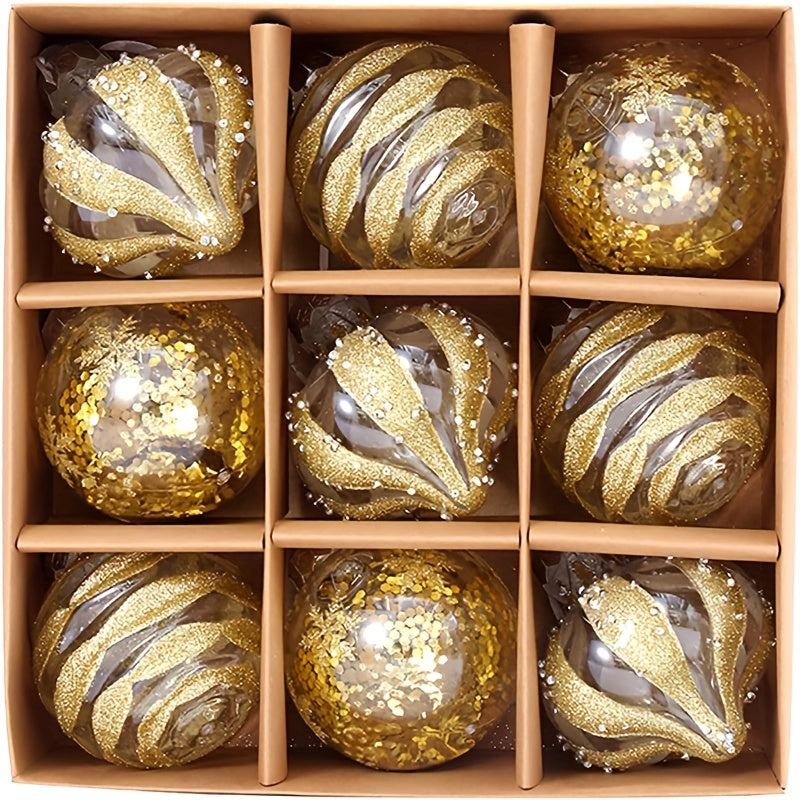 1 box of 9 8cm Christmas balls for wholesale holiday decorations and gifts. Ideal for venue layout, Valentine's Day, Christmas, and holiday parties.