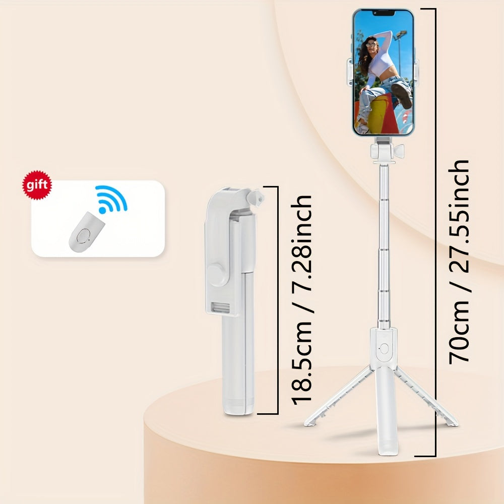 3-in-1 selfie stick tripod with wireless remote control for live streaming, videos, and photos. Perfect for travel.