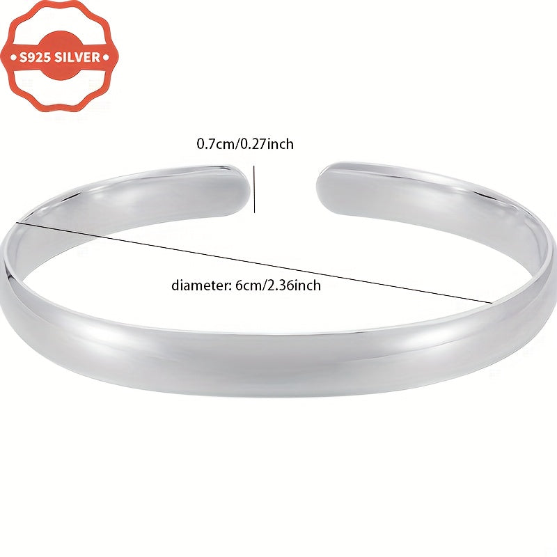 Shiny All-Season, Stylish 925 Sterling Silver Bangle Bracelet - Safe for Sensitive Skin, Great Gift for Women in Tarnish-Resistant Box, Versatile for Everyday and Dressy Outfits