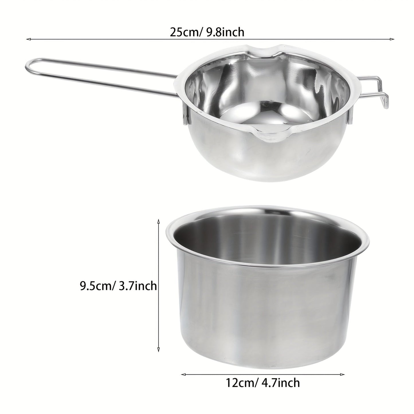 Stainless Steel Double Boiler Pot Set - Perfect for Melting Chocolate, Soap, Candle Making, and More! Heat-Proof Bowl for Easy Melting of Various Ingredients. Ideal for Chocolate, Butter, Cheese, Caramel, Candy, and Wax Melting.