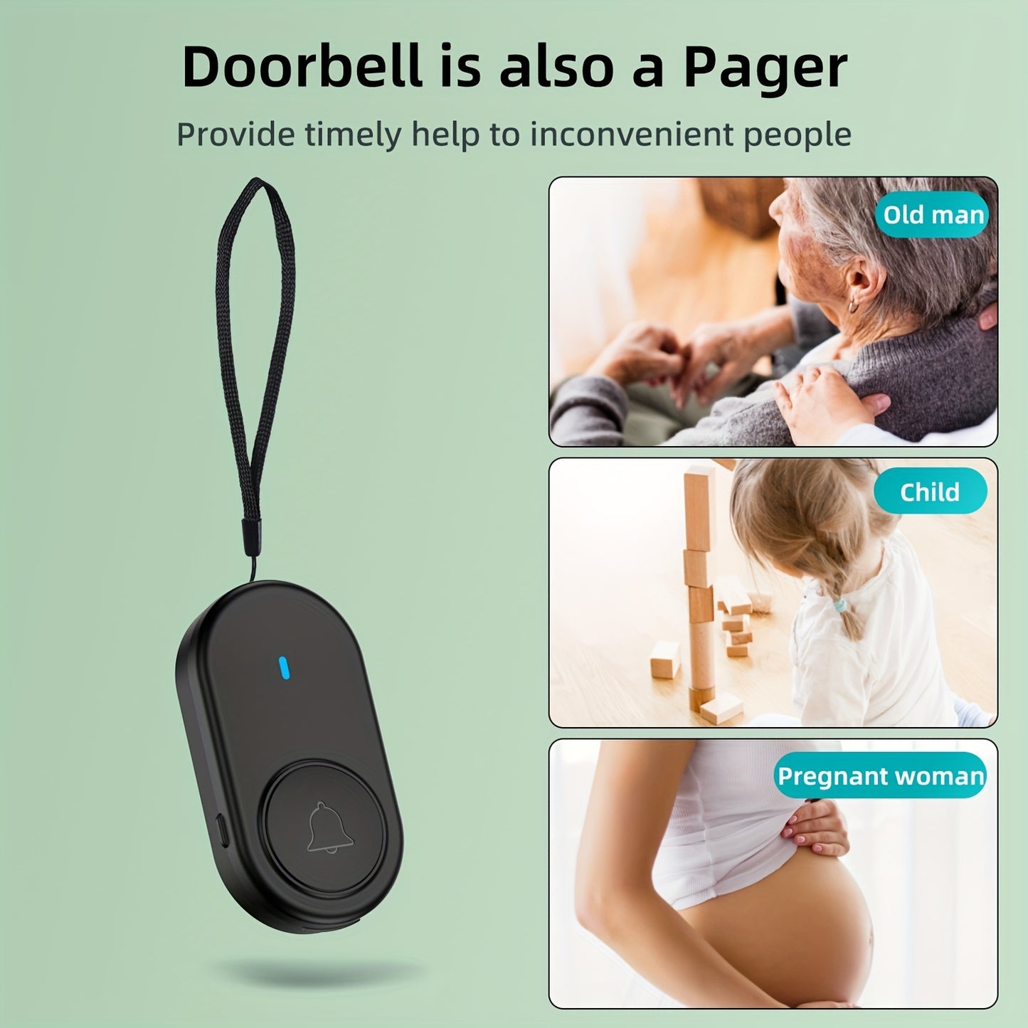 Wireless Doorbell Set with LED Display - 320.04m Range, 5 Volume Levels, 38 Ringing Loudness, Easy Installation & Setup, Black, European Plug, 110V-240V Compatibility, Home Entry System