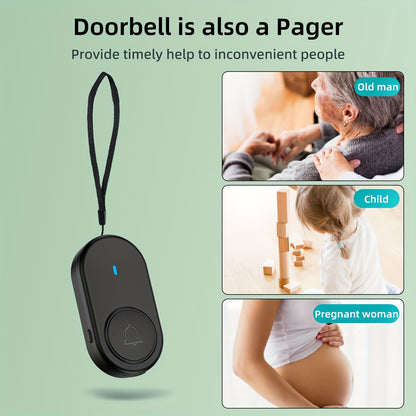 Wireless Doorbell Set with LED Display - 320.04m Range, 5 Volume Levels, 38 Ringing Loudness, Easy Installation & Setup, Black, European Plug, 110V-240V Compatibility, Home Entry System