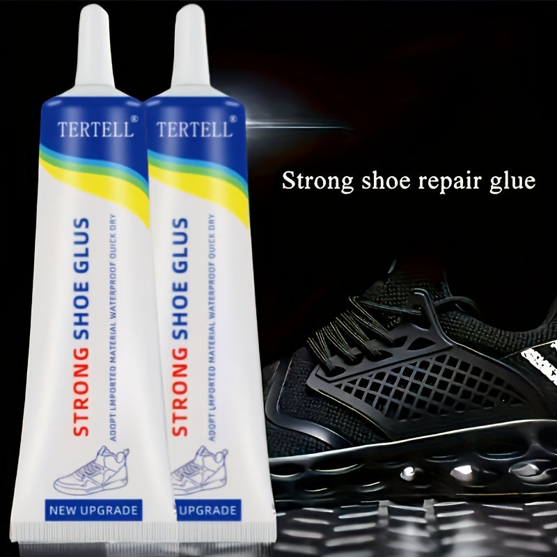 60ml TERTELL Strong Shoe Glue for Leather & Sports Shoes in Plastic Container. Easy-to-use and durable repair adhesive.