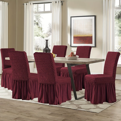 4 universal stretch chair covers with skirt, durable and washable, easy to fit and protect furniture