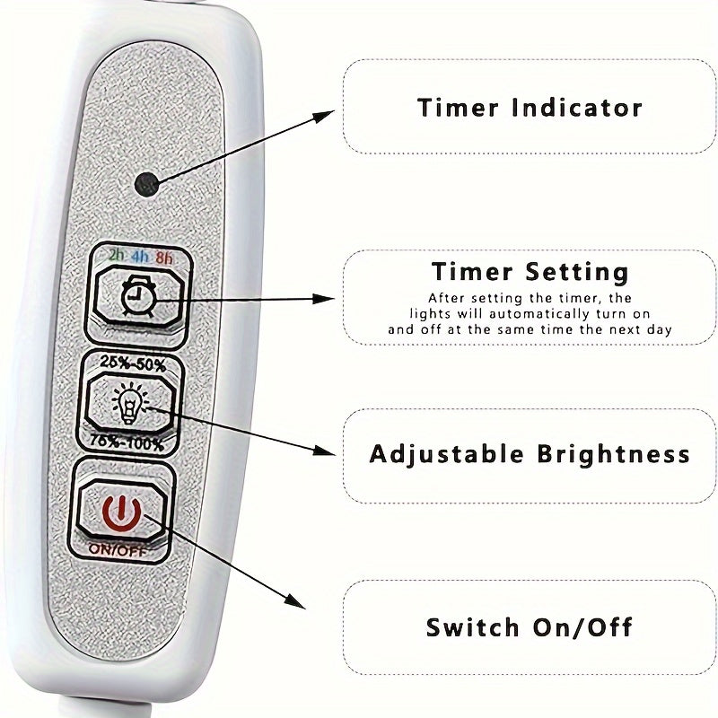 3pcs, Height & Angle Adjustable LED Grow Light with Auto Timer for Seedlings and Succulent.