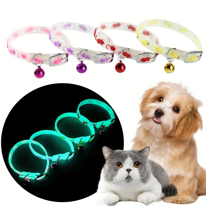 1 piece luminous pet collar with bell for small dogs and cats in random color keeps your pet safe and visible at night.