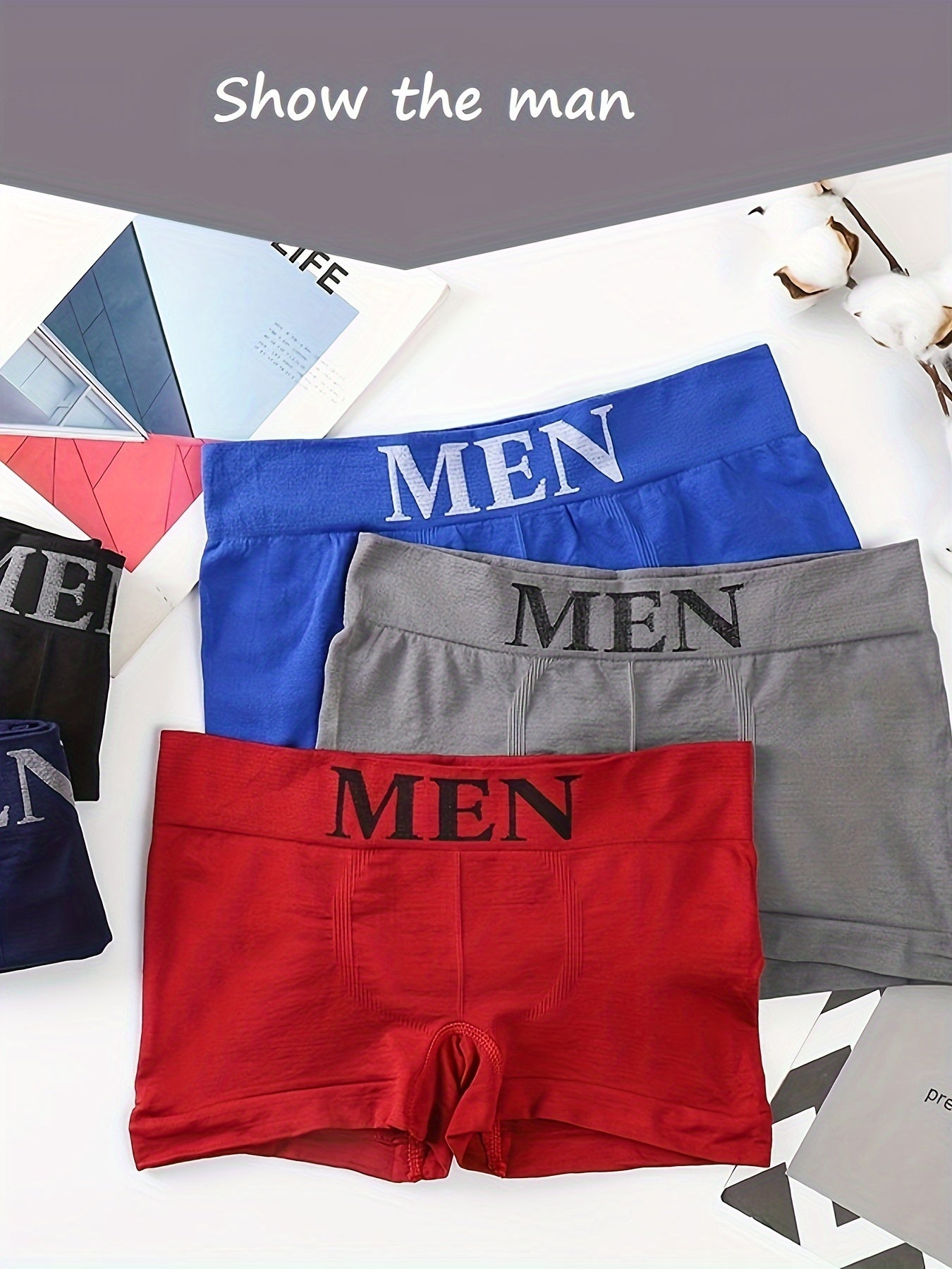 Pack of 10 Men's Flat Leg Briefs, Size S-XL, Seamless and breathable for sports comfort.