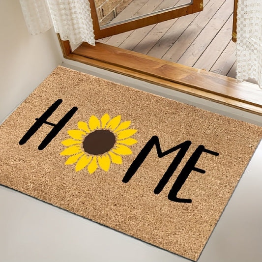 Vintage-inspired floor mat with a chic floral and greenery design - durable, machine washable for bedroom, kitchen, and entryway decor.