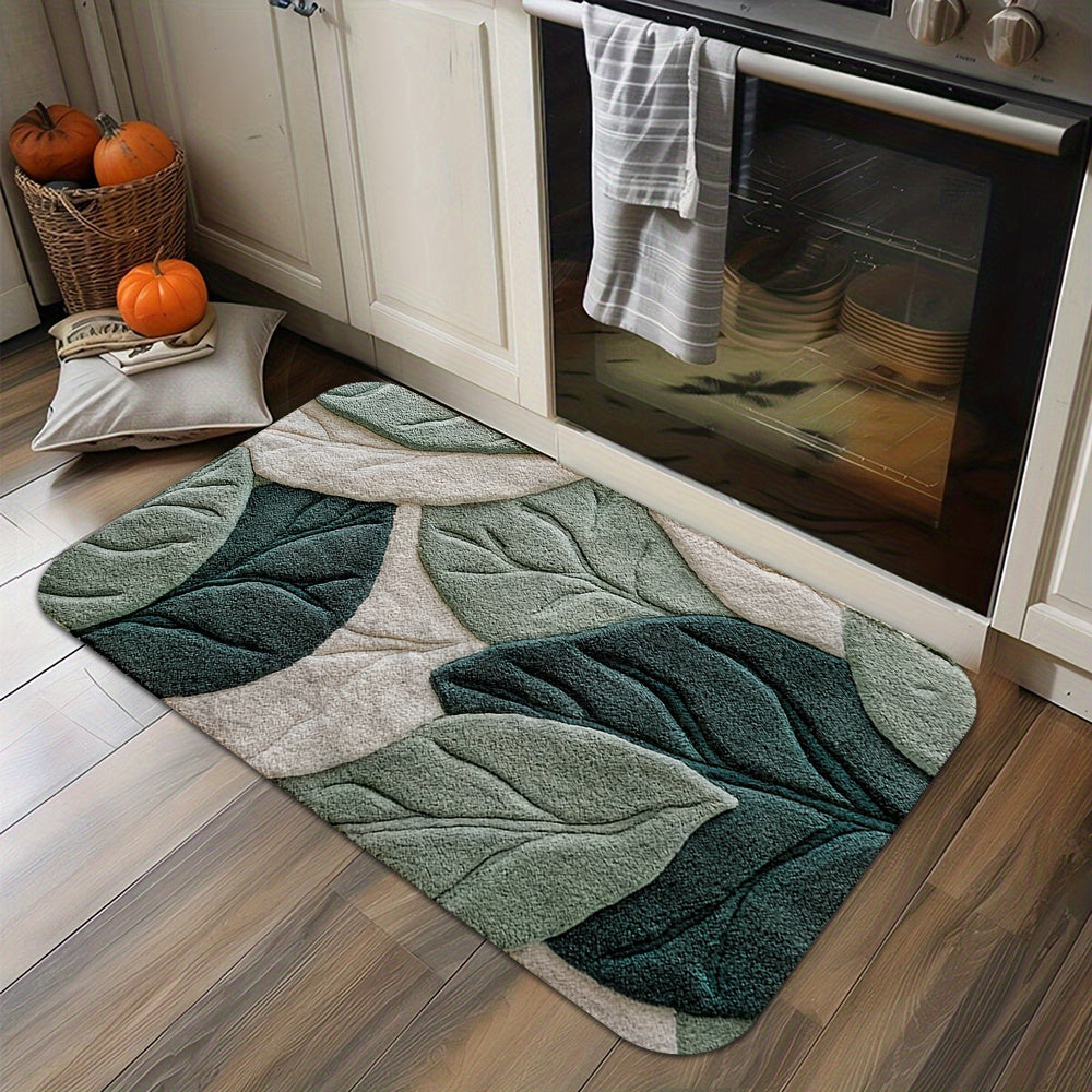 1pc Leaf Pattern Door Mat - Non-Slip, Quick-Dry, Ideal for Home Decor, Machine Washable