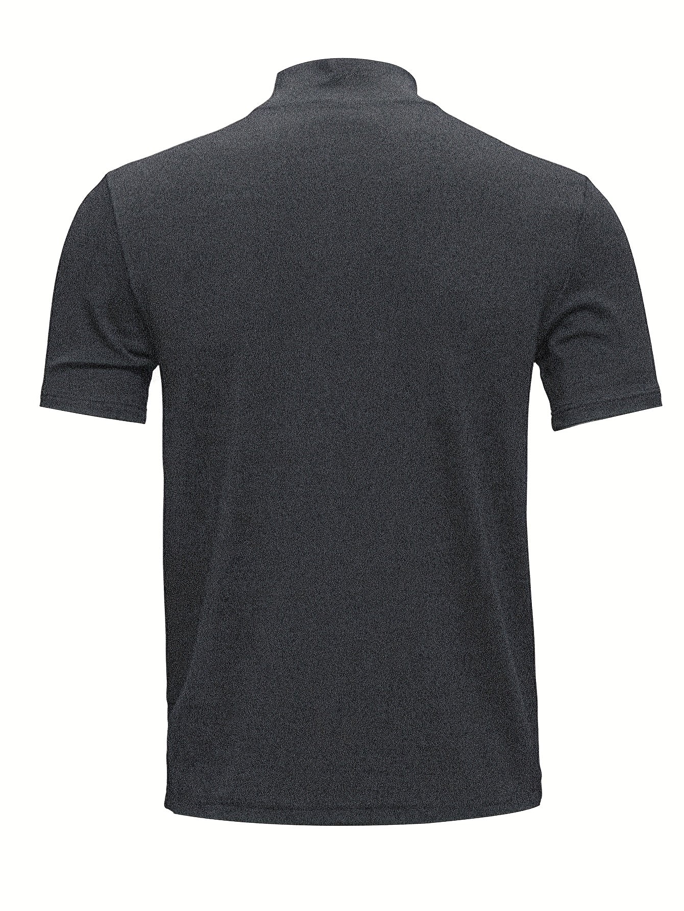 Men's slim-fit short-sleeve t-shirt with stand-up collar, ideal for outdoor activities, gym wear, or layering.