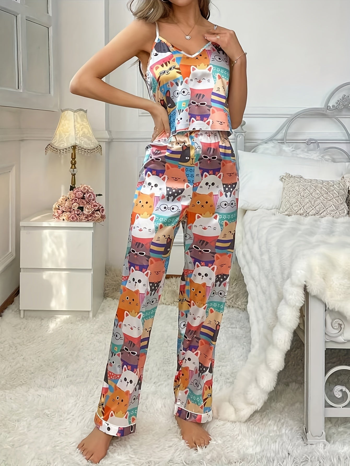 Colorful cartoon suspender pants cover.