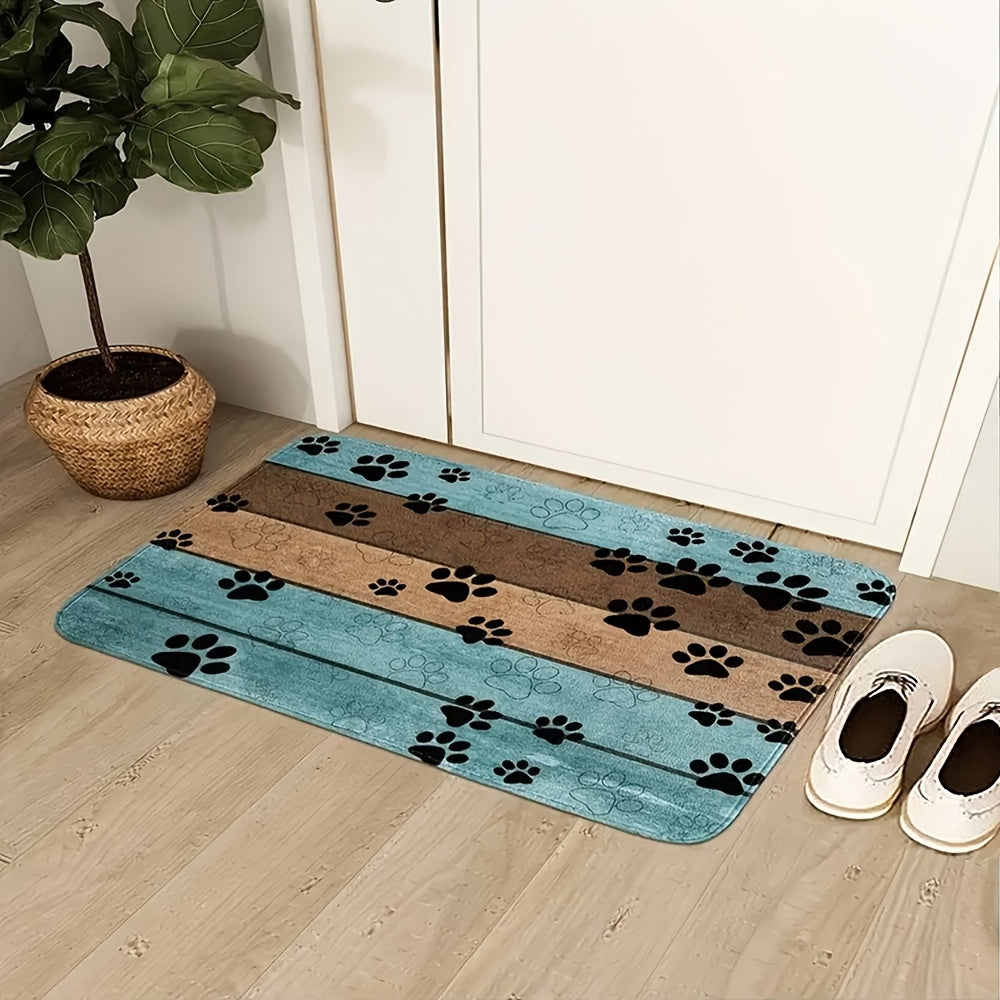 Коврик для двери Dog Paw Print — мягкий, впитывающий и быстросохнущий. Можно стирать в стиральной машине, можно использовать в прихожих, ванных комнатах, столовых, гостиных и офисах. Идеально подходит для добавления нотки домашнего декора.