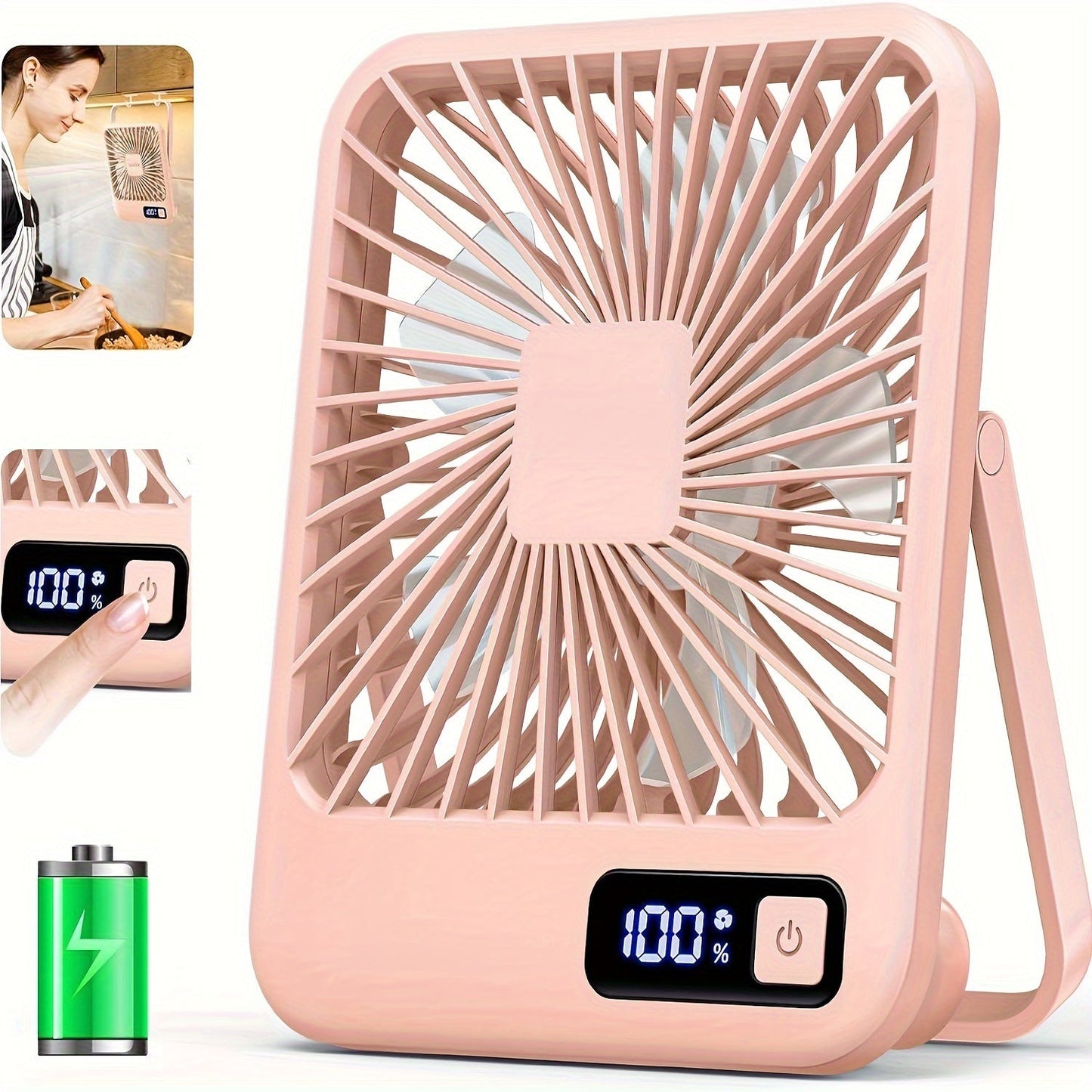 The YITUMU Mini Desktop Fan is a USB-charging portable fan with a square shape. It has a 1800mAh rechargeable battery, making it perfect for use on cruises. This fan provides powerful wind and has 5 adjustable speeds for personalized cooling. It operates