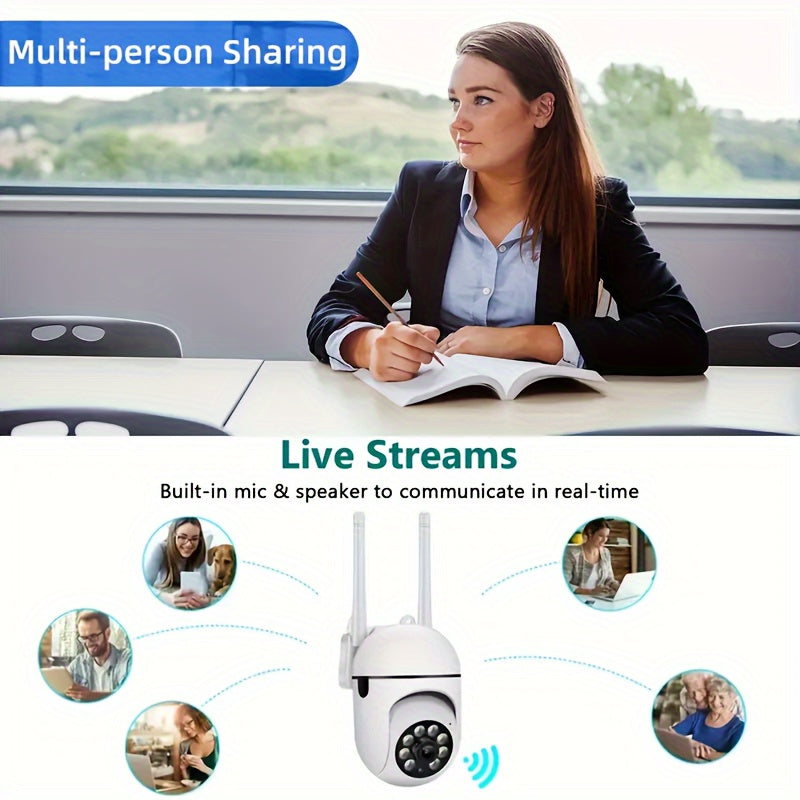 One JOOAN 1080P HD WiFi Camera with Indoor PTZ Security, Two-Way Audio, Motion Detection, Auto Tracking, Alarm Alerts, Night Vision, App Control, Smartphone Compatibility, Apple HomeKit Support - Can be Wall Mounted and Powered by USB.