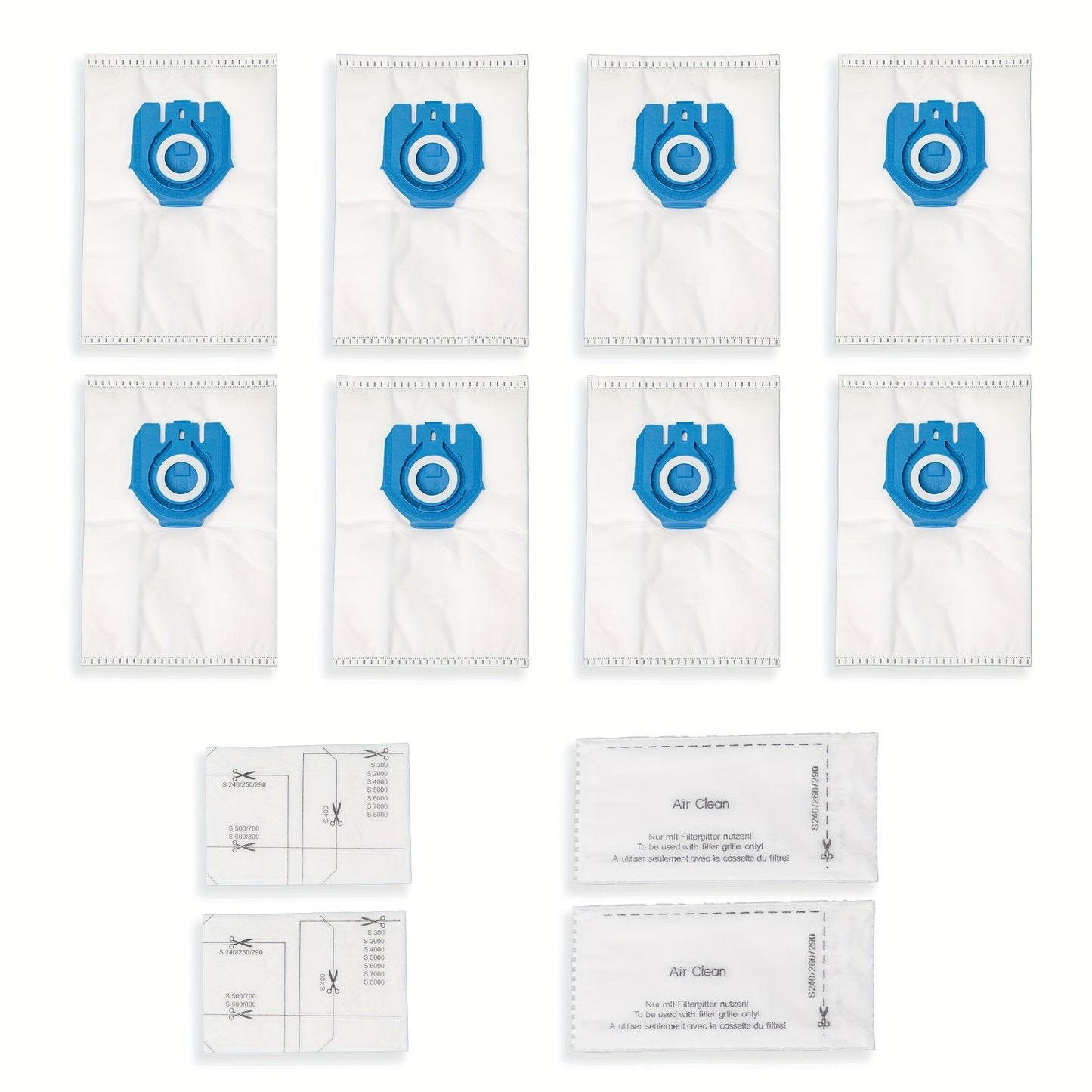 Get 8 packs of 3D air purification dust bags that work with Miele GN FJM vacuum cleaner bags. Each pack includes 4 filters and can be used as a replacement for Miele Classic C1, C2, C3, S400I - S456I, S600 - S658, S800 - S858, S2000 - S2999, S5000 -