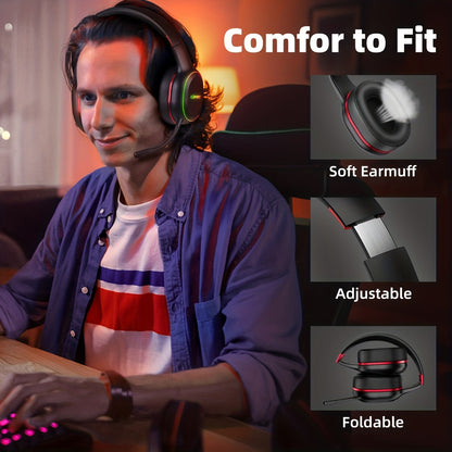 KOFIRE UG-05 2.4GHz Wireless Gaming Headset for PC, Laptop, PS5, PS4, Mobile Phones, 30 Hours Playtime with Removable Mic