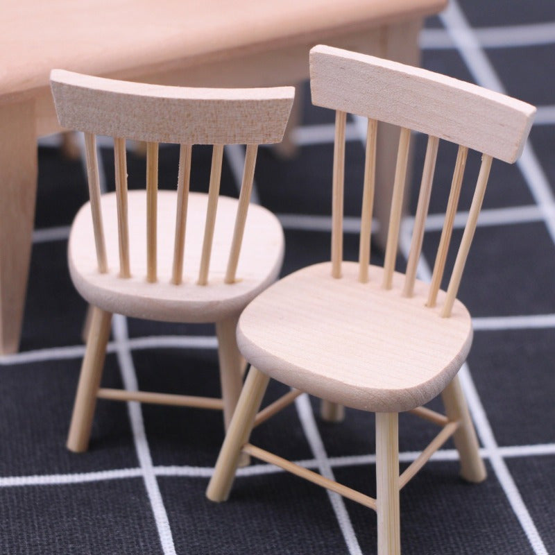 Set of 5 Delightful Miniature Wooden Dining Furniture - Includes 1:12 Scale Table and Chairs with Natural Finish, Perfect for DIY Home Decor and Gifts for Valentine's Day, New Year, Easter, or Miniature Wooden Boxes