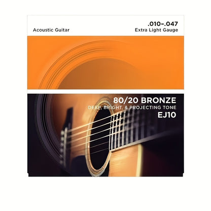 Phosphor Bronze Guitar Strings, Yellow, EJ16, Custom Light, 11-52, for 6 String Acoustic Guitars