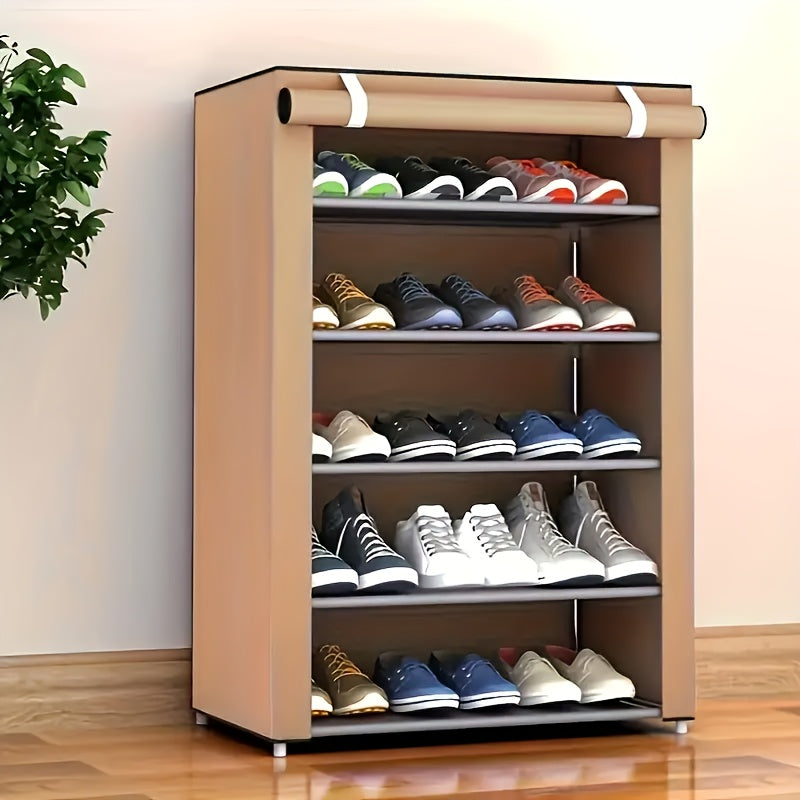 Keep your shoes organized with the 1-piece Versatile Coffee Series Shoe Organizer. This multi-layer storage solution is perfect for your entryway, bedroom, or bathroom. Made with durable metal construction, this shoe cabinet is perfect for your hallway.