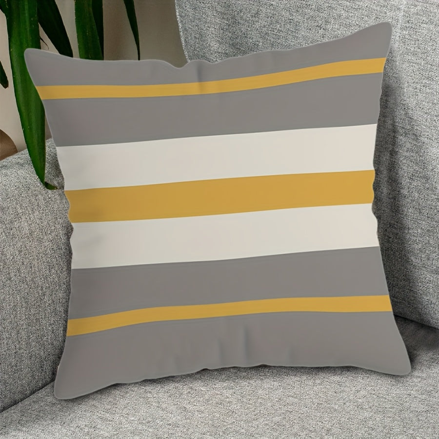 Boho Chic Throw Pillow Cover - Vibrant Yellow & Gray Geometric Design, 44.96x44.96 cm, Made of Polyester with Zip Closure - Perfect for Sofa, Bedroom, Office, or Farmhouse Decor. Easy to clean in the washing machine. Insert not included.