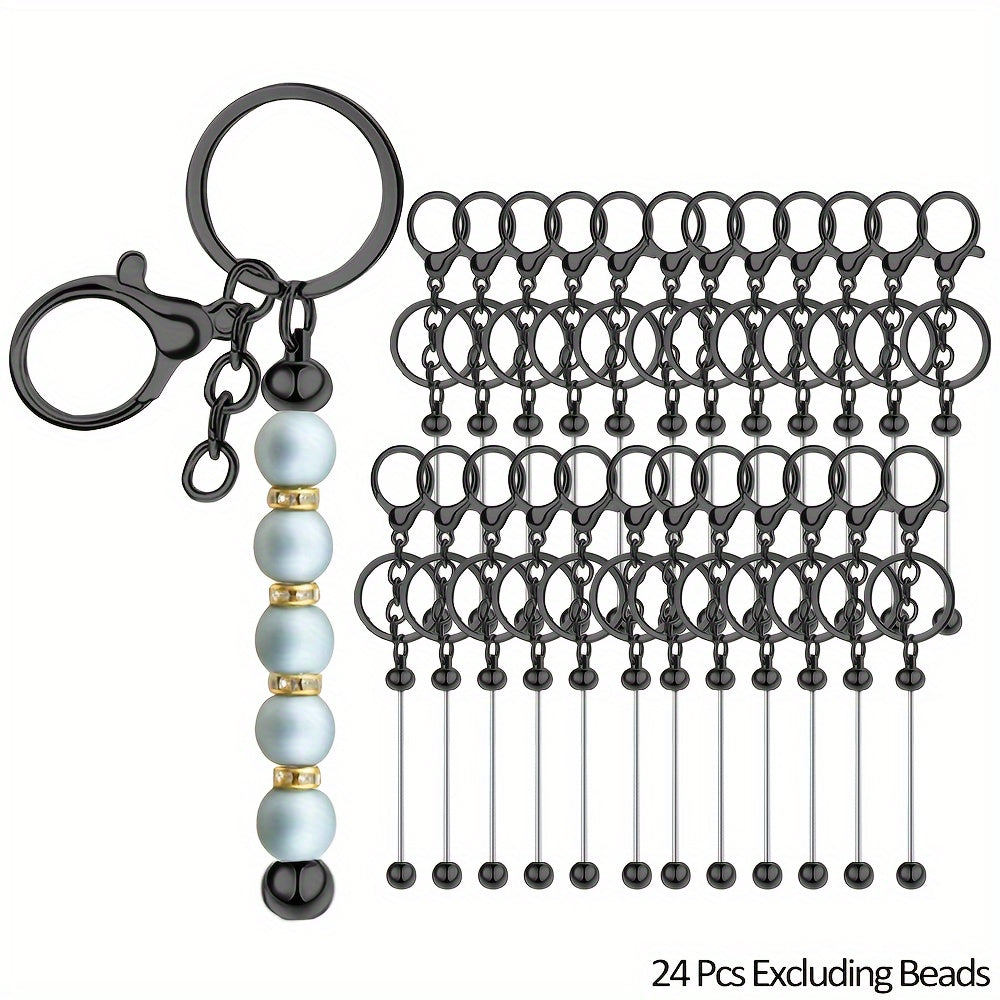 24 Sleek Gold Keychain Rods for DIY Crafts, Perfect for Valentine's Day Gifts for Both Men and Women, Bead-free Design