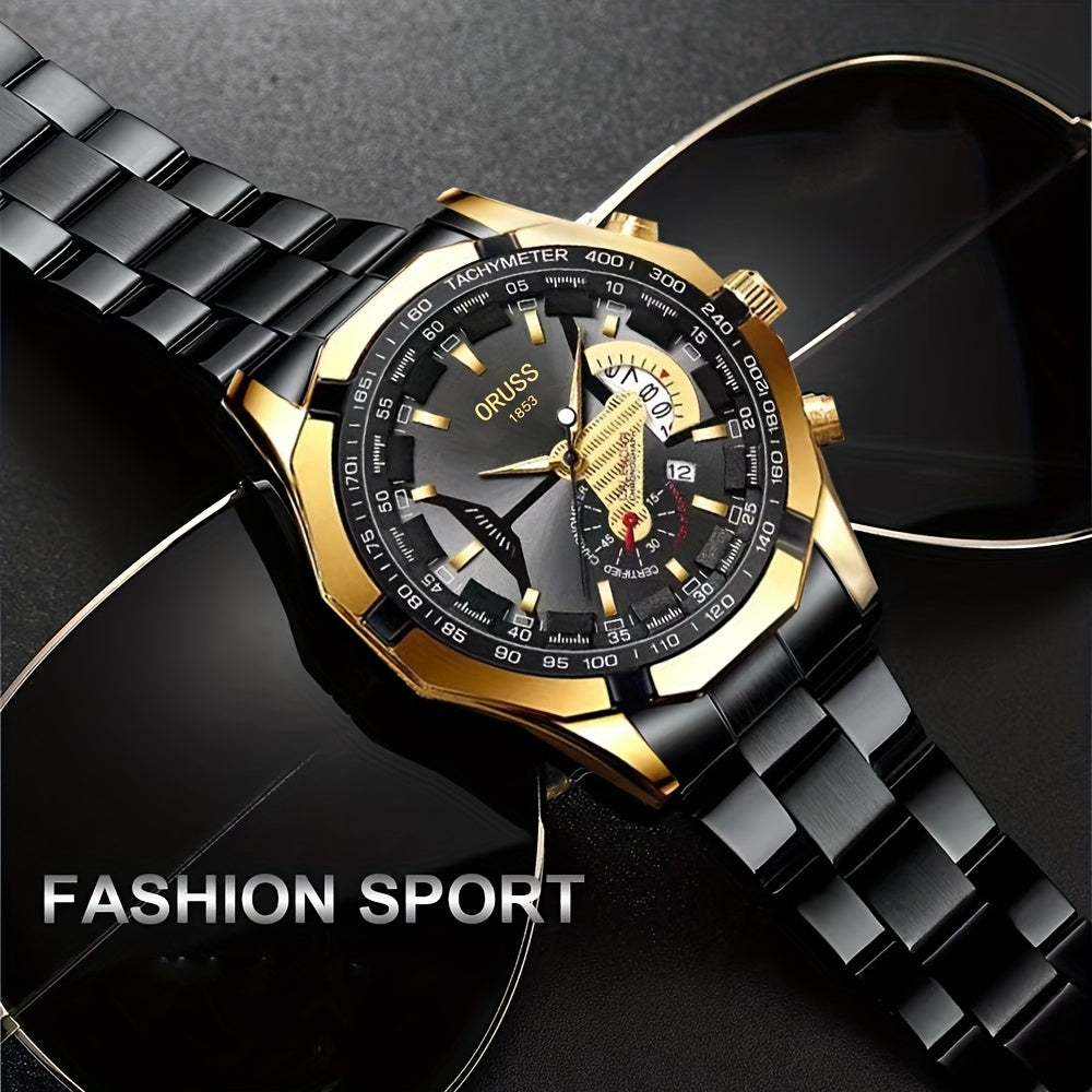 Authentic Dominant Business Sports Watch for Men. Featuring a Sleek Design with Luminous Hands and Double Calendar Display.