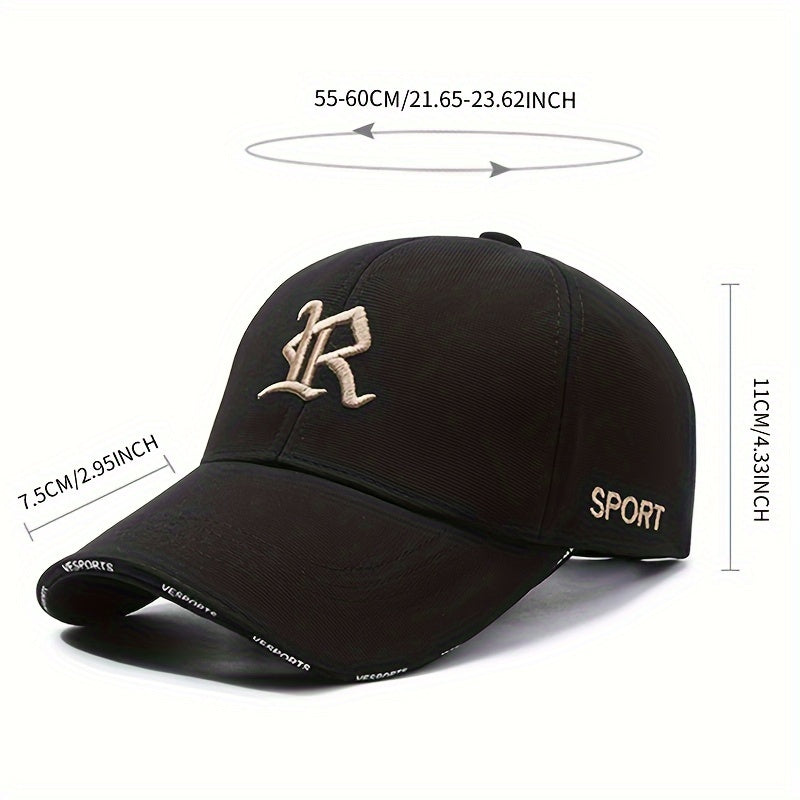 One 3D Embroidered Letter Baseball Cap made of soft polyester, hand washable, adjustable, breathable, UV protection, suitable for cycling, golf, outdoor activities, and holidays.