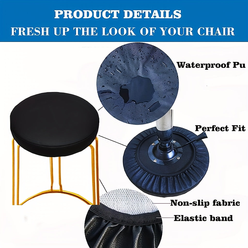 Faux leather stool cover for bar chairs, waterproof and elastic, made of professional PU material. Suitable for beauty workers with normal hair styles.