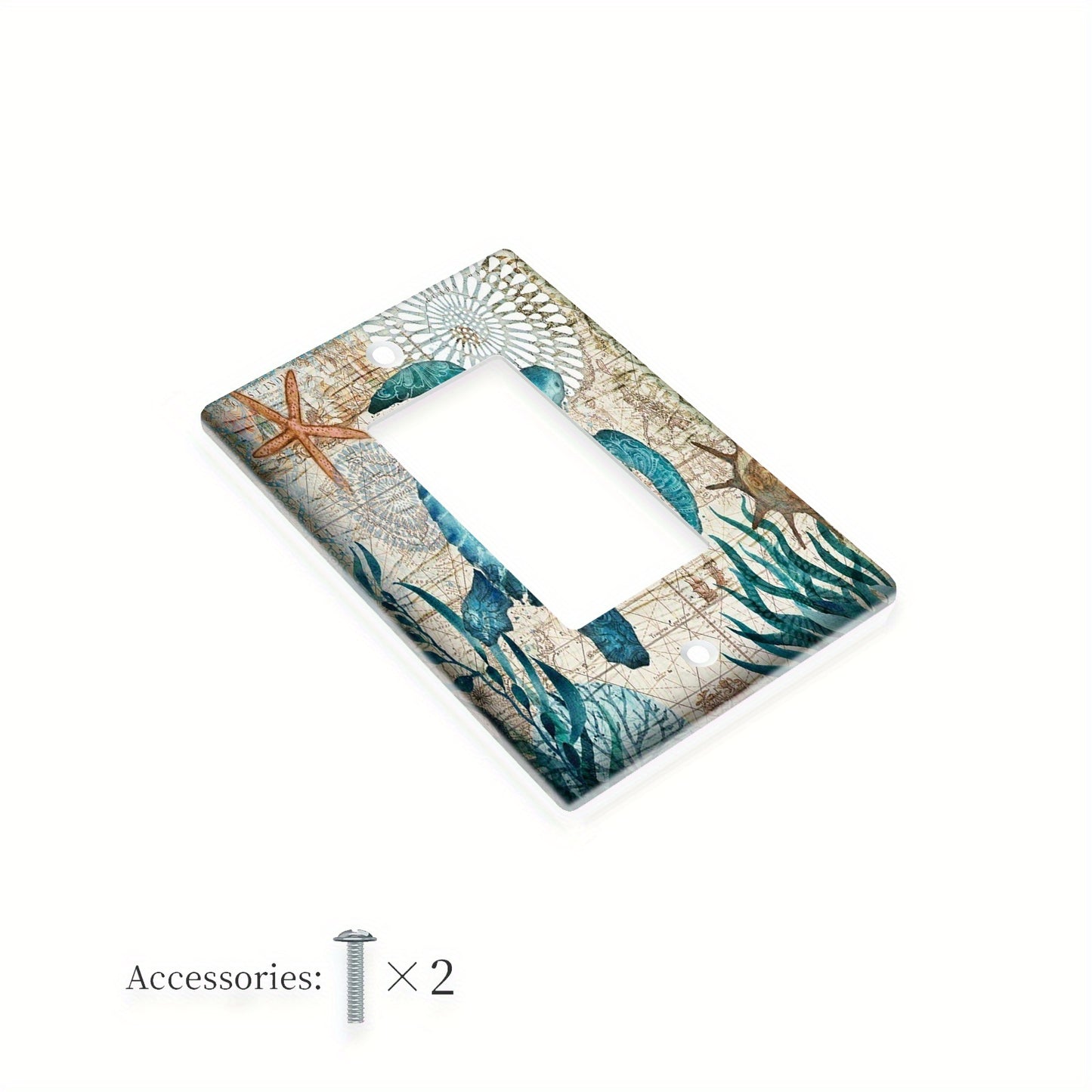 Oceanic Vibes Teal Blue Turtle Light Switch Cover, 1-Gang/2-Gang, Easy to Clean, Battery-Free, Bathroom and Bedroom Wall Decor.