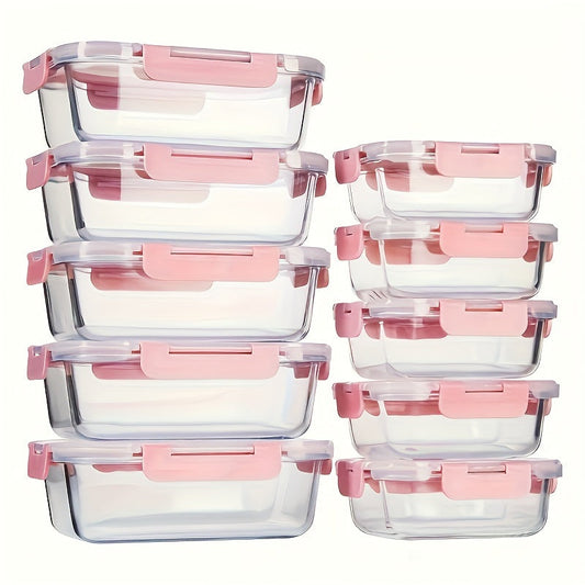 These glass food storage containers come in multiple sizes with lids, making them perfect for meal prep. They are microwave-safe and BPA-free, making them safe for storing food. Ideal for use in office, dorm, or at home.