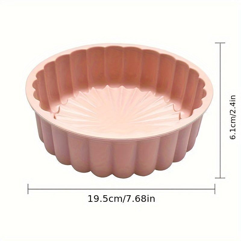 Clearance item: Silicone Charlotte Cake Pan - Reusable Mold Slot Cake Pan. Non-stick Round Silicone Mold for Strawberry Crisp, Cheese Cake, Brownie Tart, and Pie. Dimensions: 19.51*6.1 cm. Perfect addition to your kitchen supplies and accessories for