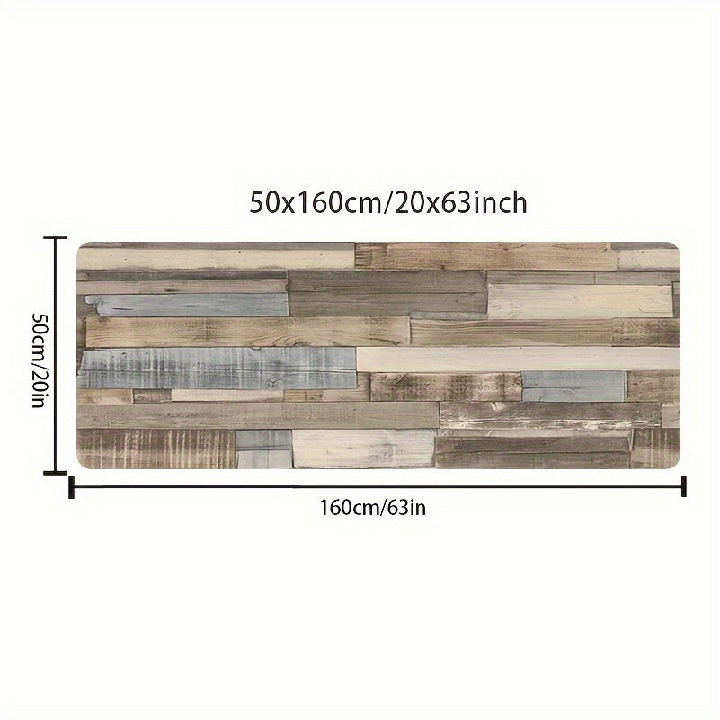 Противоскользящий кухонный коврик в ретро-стиле с древесным рисунком, впитывает воду, снижает усталость и предотвращает пятна. Идеально подходит для различных внутренних помещений.