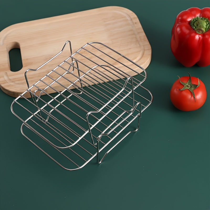 Multi-functional Stainless Steel Steamer & Baking Rack - Ideal for Air Fryers, Kitchen Tools & Add-ons.