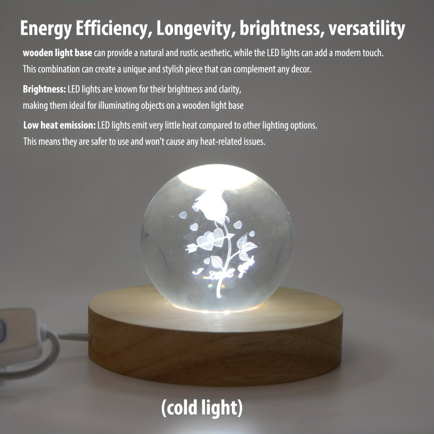 Wooden LED Light Display Base for 3D Crystal Glass Resin Art and Pictures in Multiple Colors, Perfect for Holiday Gifts