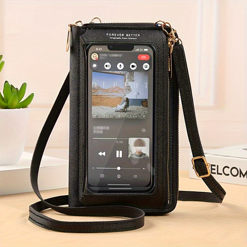 Transparent Mini Small Bag with Touch Screen Mobile Phone Pocket, designed for women as a Cross Body Bag with Anti-theft features and multiple functions including a shoulder strap. Can be used as a Purse, Mommy Bag, and makes a great gift for Christmas