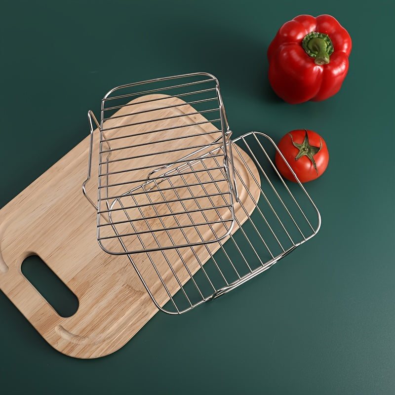 Multi-functional Stainless Steel Steamer & Baking Rack - Ideal for Air Fryers, Kitchen Tools & Add-ons.