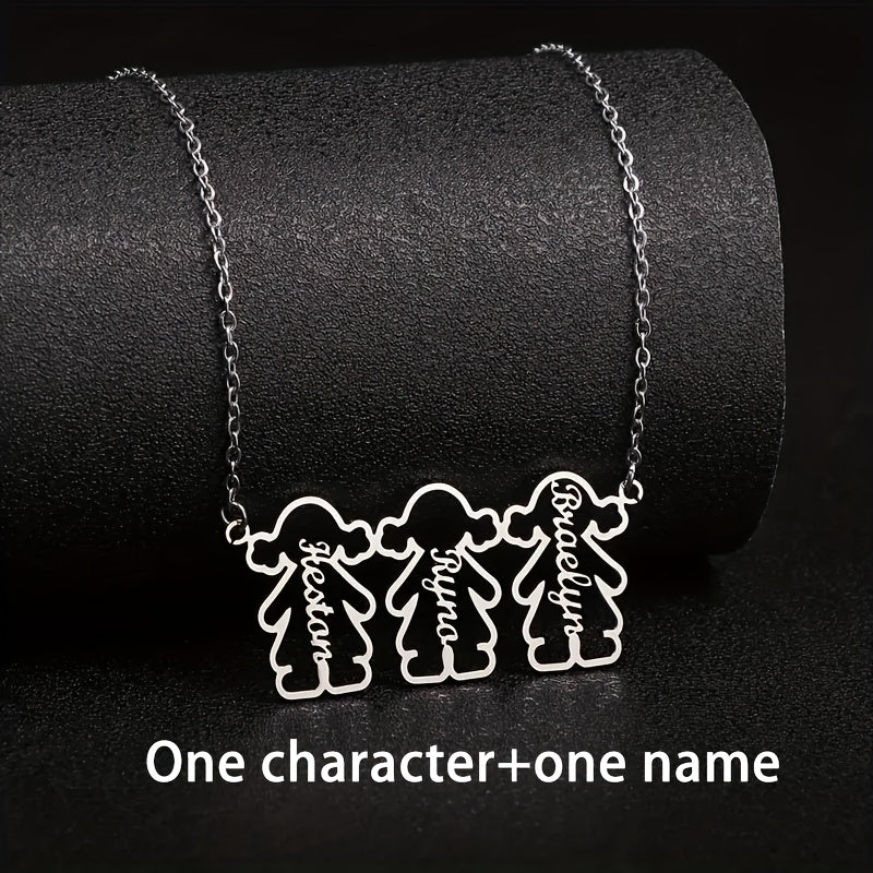 Personalized Stainless Steel Pendant Necklace featuring multiple names - Perfect for showing appreciation to loved ones - A thoughtful gift for Mother's Day, birthdays, or just because - Great for women who love unique jewelry.