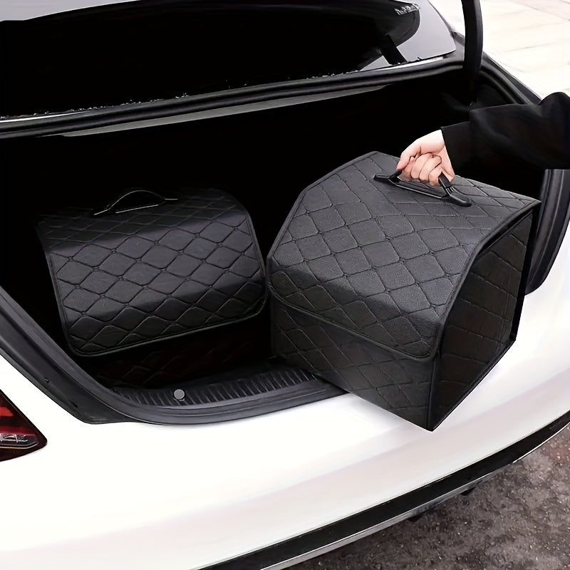 Car trunk organizer for storing toys, food, and automotive accessories - collapsible and spacious.