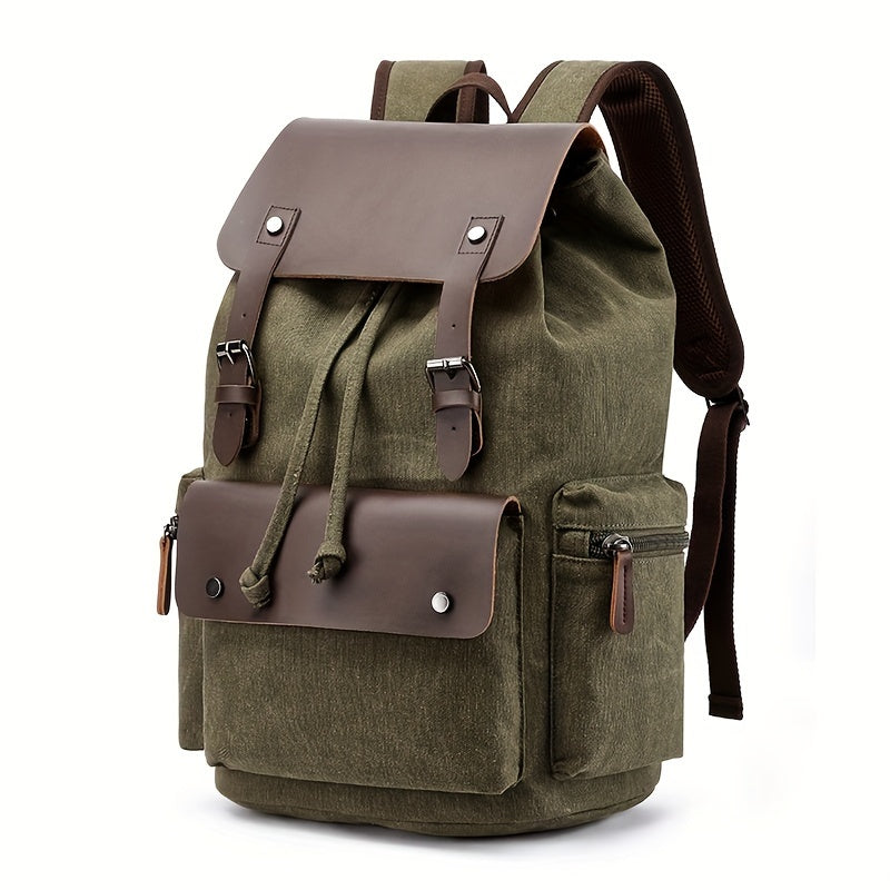 Trendy retro canvas backpack for students, travel, and business trips.