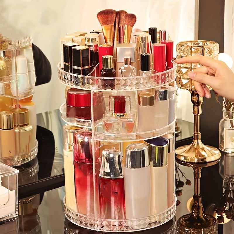 360 ° Rotatable Cosmetic Storage Rack with Large Capacity for Makeup Brushes and Other Items